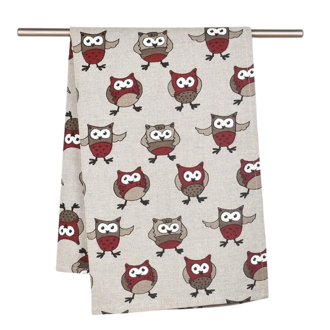 Towel Burgundy owls