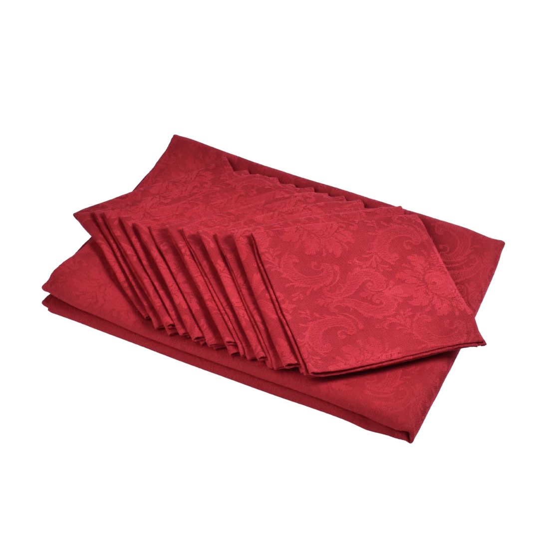 Red jacquard tablecloth and napkin set Royal, 147X230; 34X34 - 12 pcs.