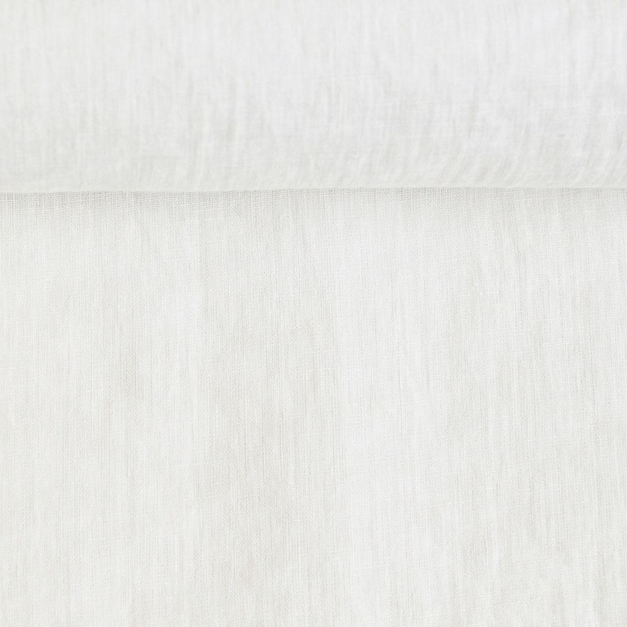 Wide softened linen fabric in milk white, 172 g/m²