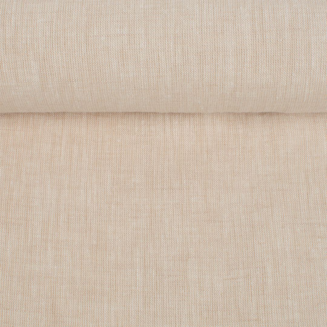 Wide softened linen fabric in light beige 180 g/m²