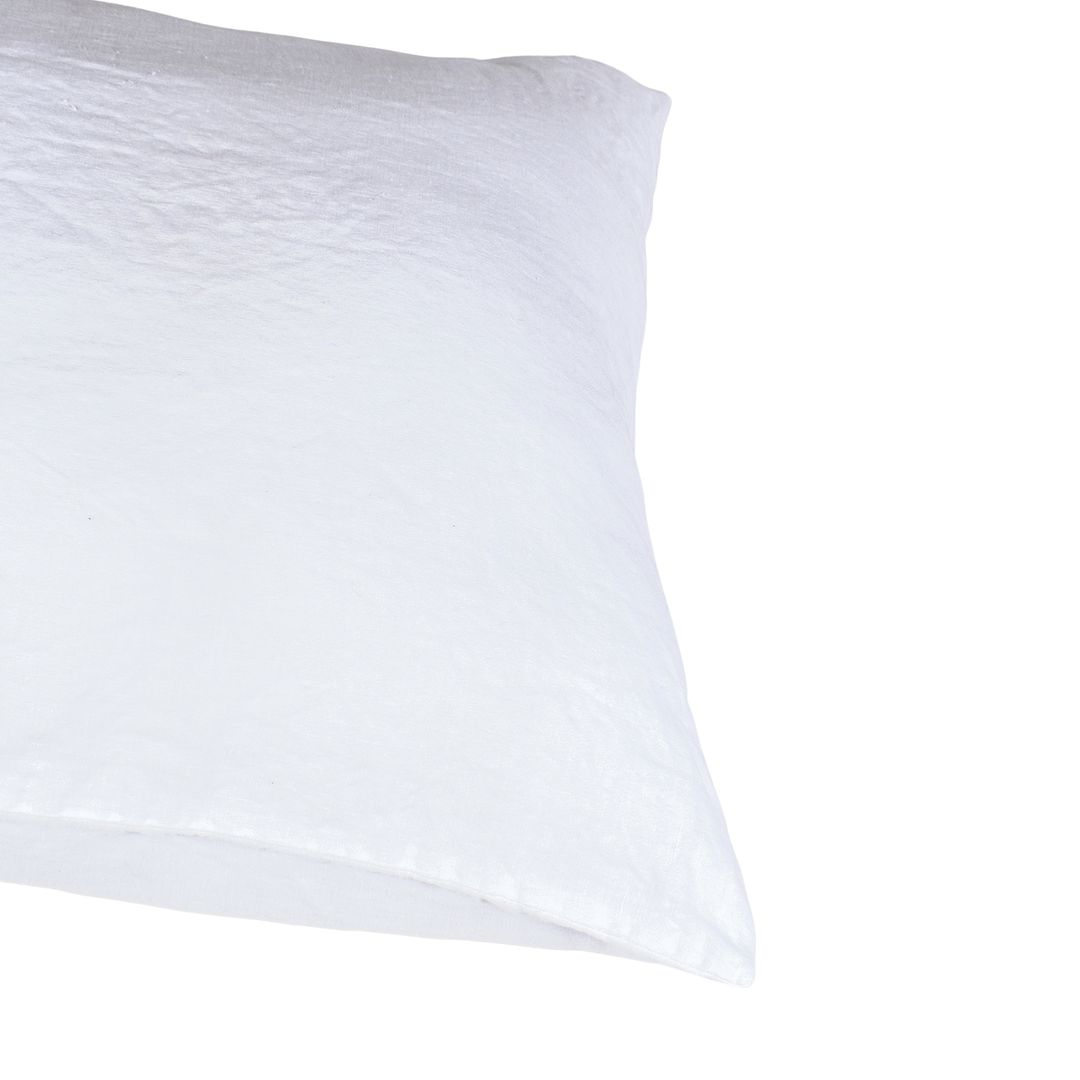 White colour washed linen pillow case, 65x65 cm