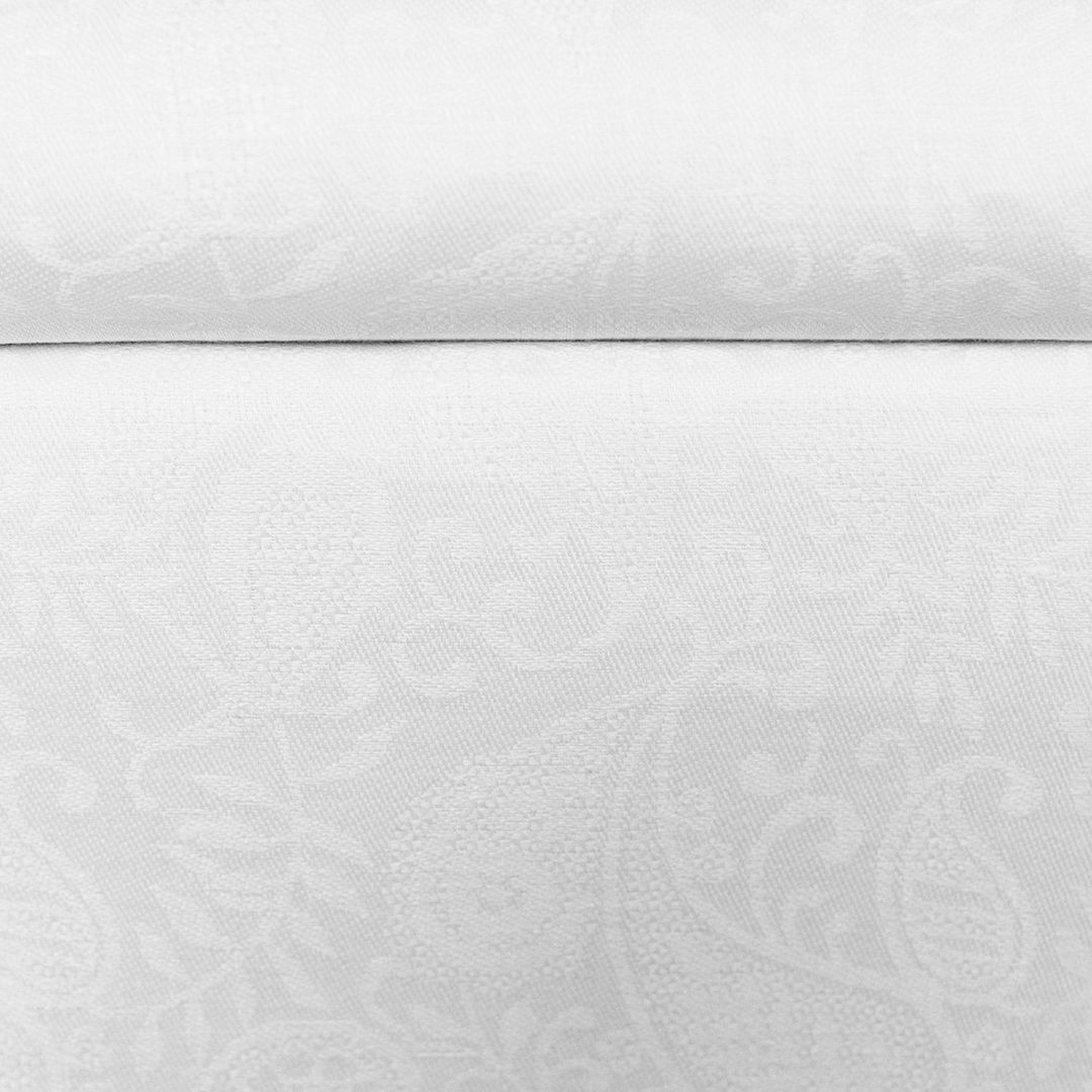 Jacquard linen fabric White ornaments, 205 g/m²