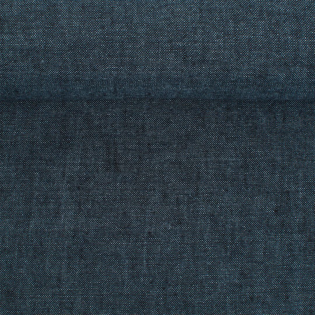 Washed linen melange fabric in dark blue, 195 g/m²