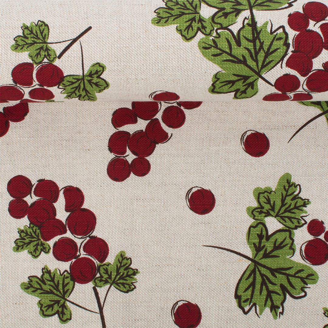 Printed semi linen fabric Currants, 240 g/m²