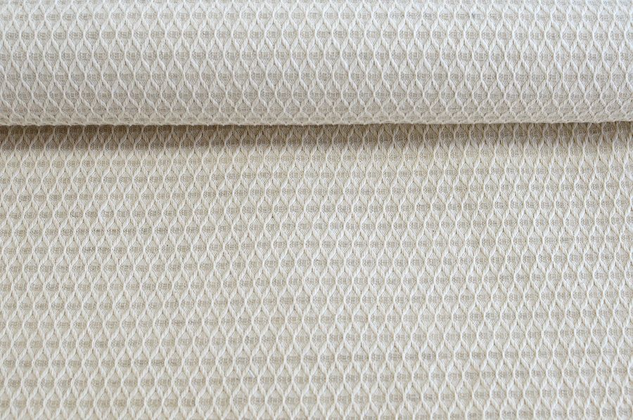 Washed linen woven fabric in light grey, 300 g/m²