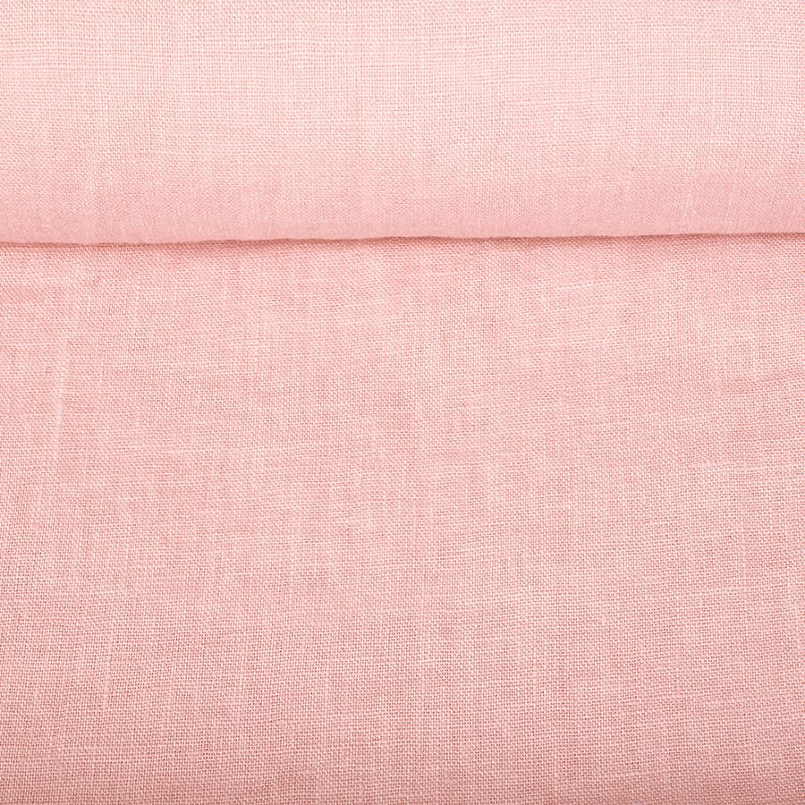 Washed linen fabric in creme pink, 205 g/m²