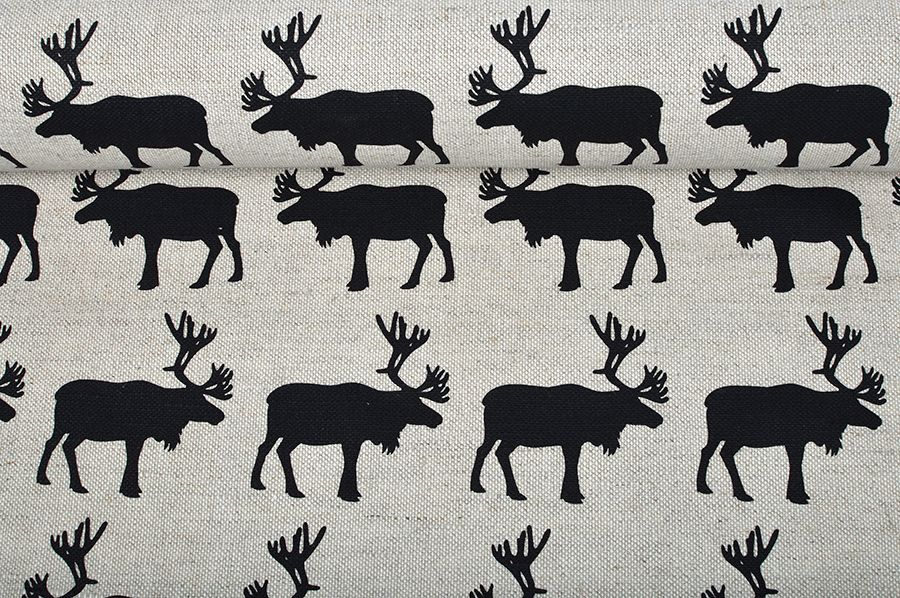 Printed fabric Black deer, 240 g/m²