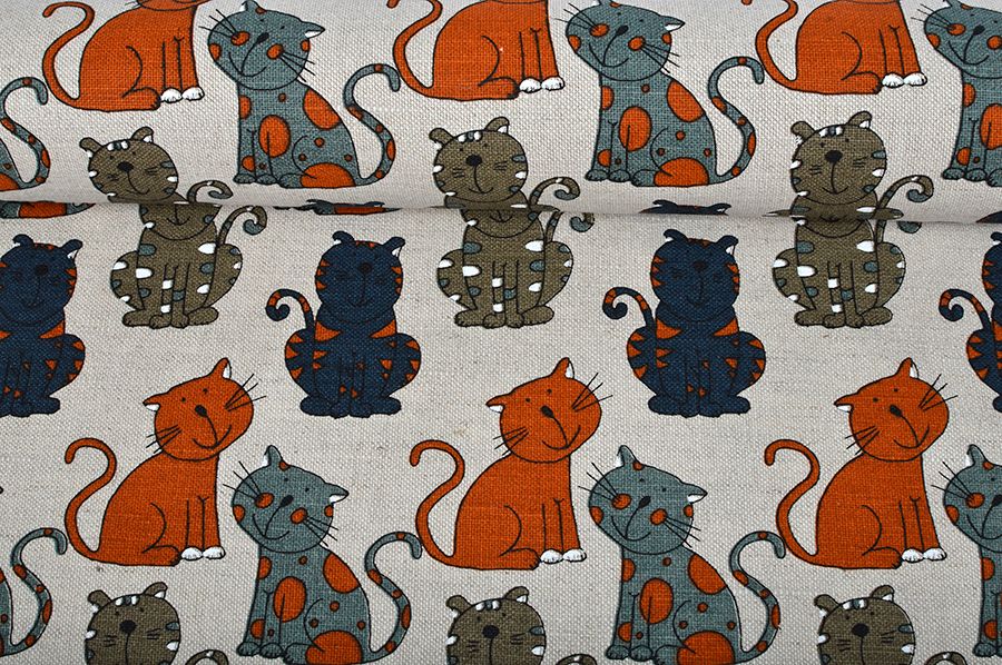 Printed fabric Dark cats, 240 g/m²