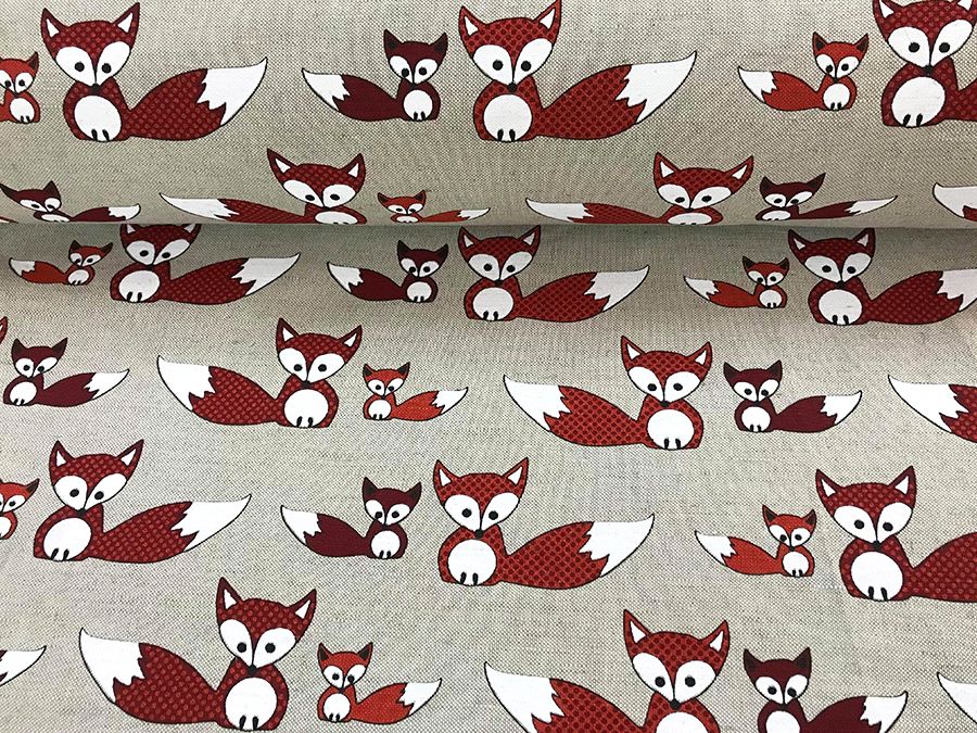 Printed fabric Foxes, 240 g/m²