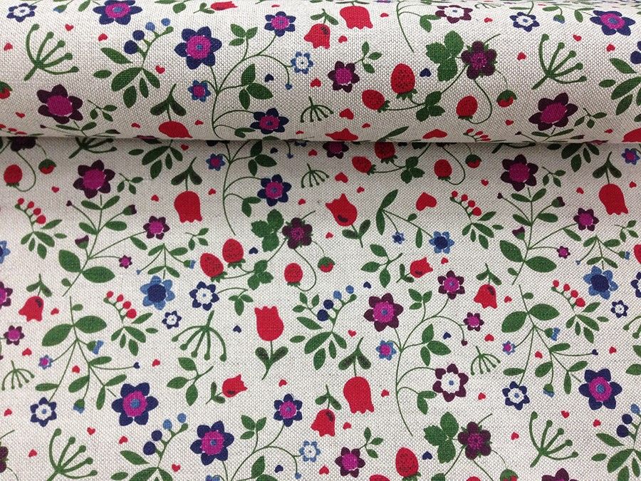 Printed fabric Strawberries, 240 g/m²