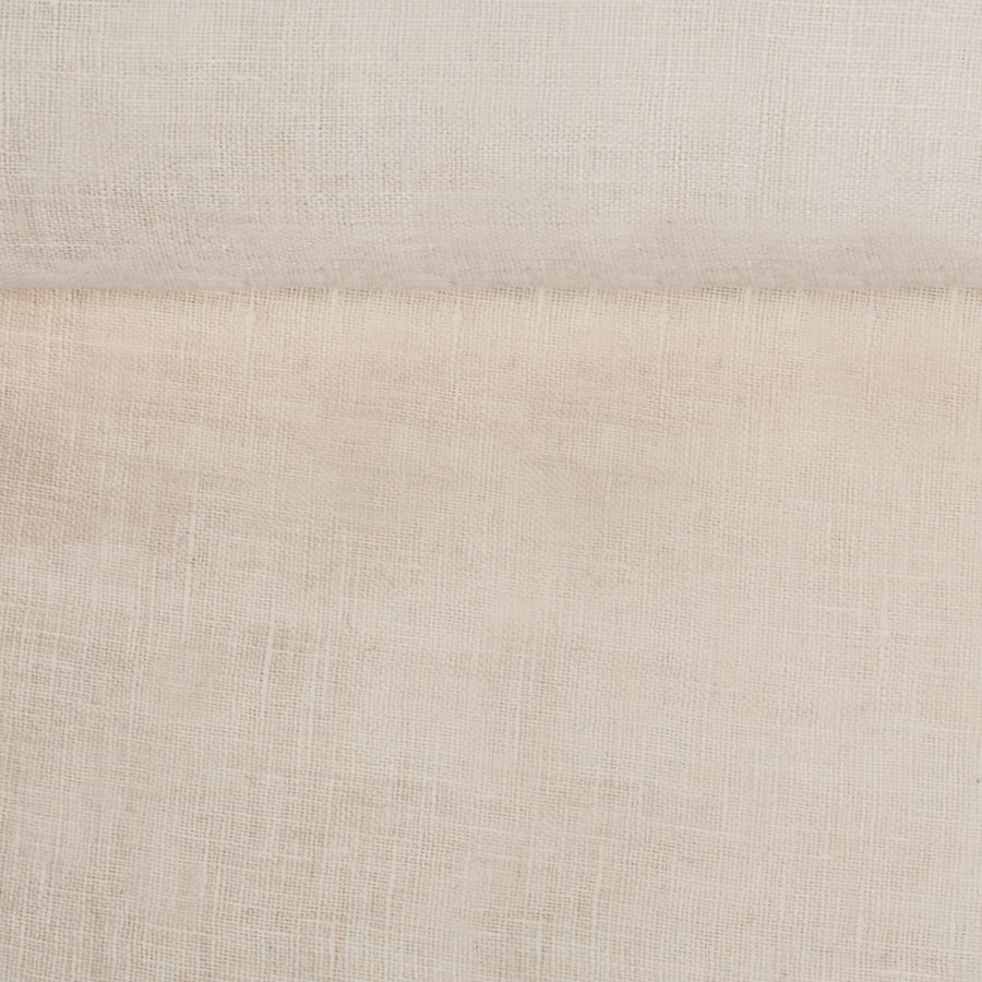 Washed creamy white linen fabric, 93 g/m²