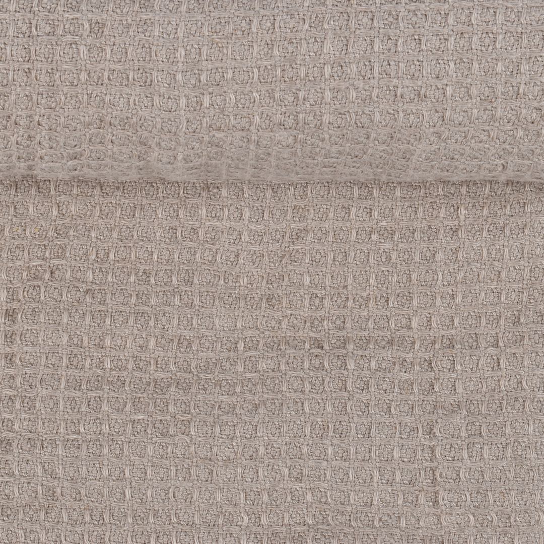 Washed natural color waffle fabric, 350 g/m²