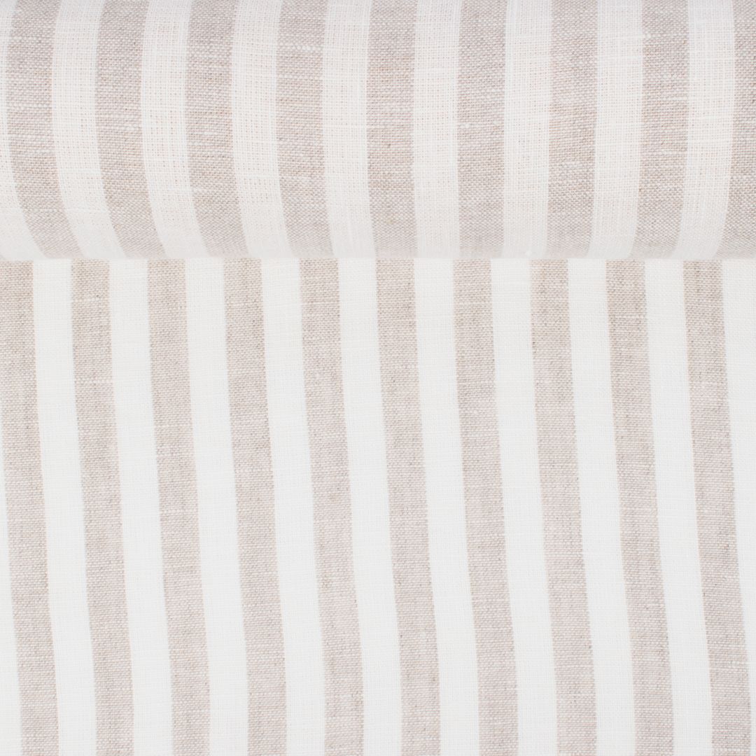 Washed striped linen fabric, 190 g/m²
