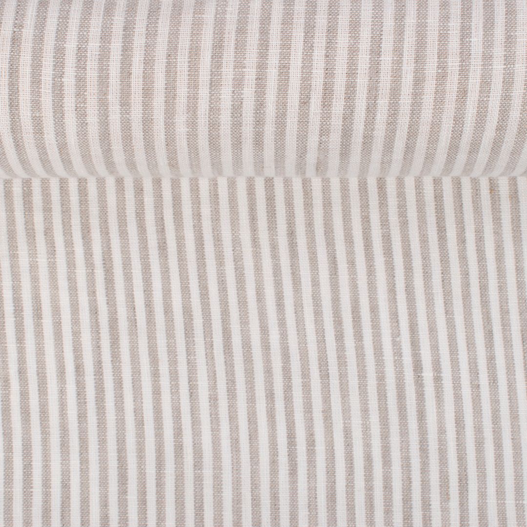 Washed striped linen fabric, 225 g/m²