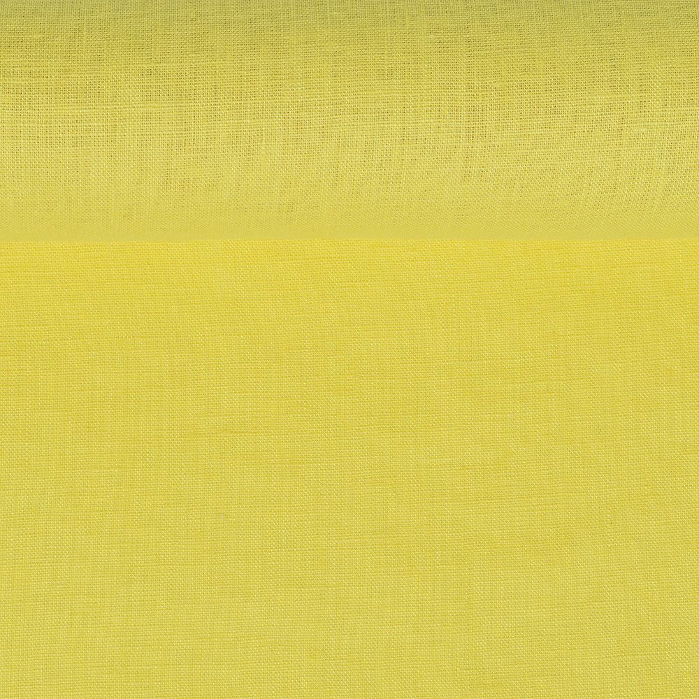 Washed linen fabric in bright yellow color, 205 g/m²