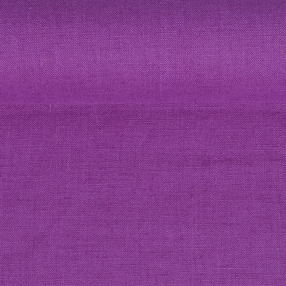 Washed pure linen fabric in purple violet colour, 205 g/m²