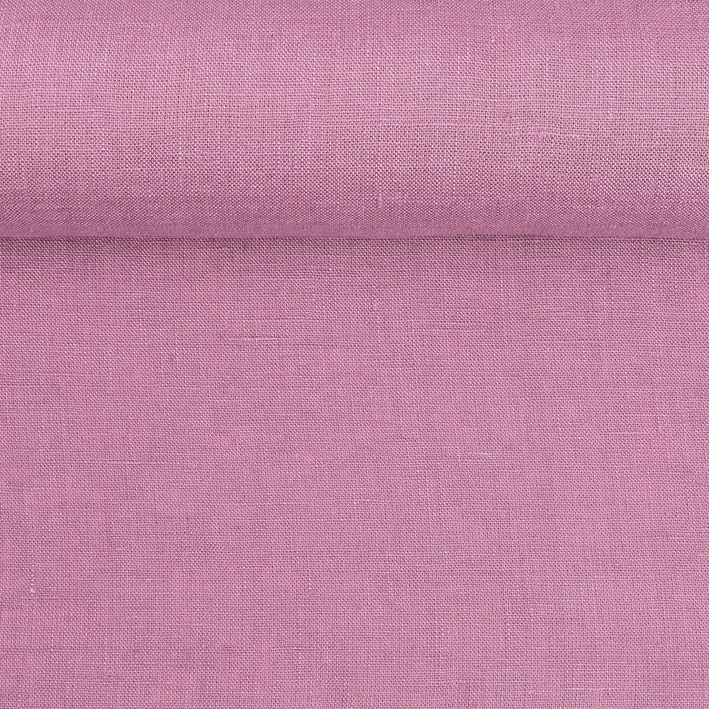 Washed linen fabric in lilac colour, 205 g/m²