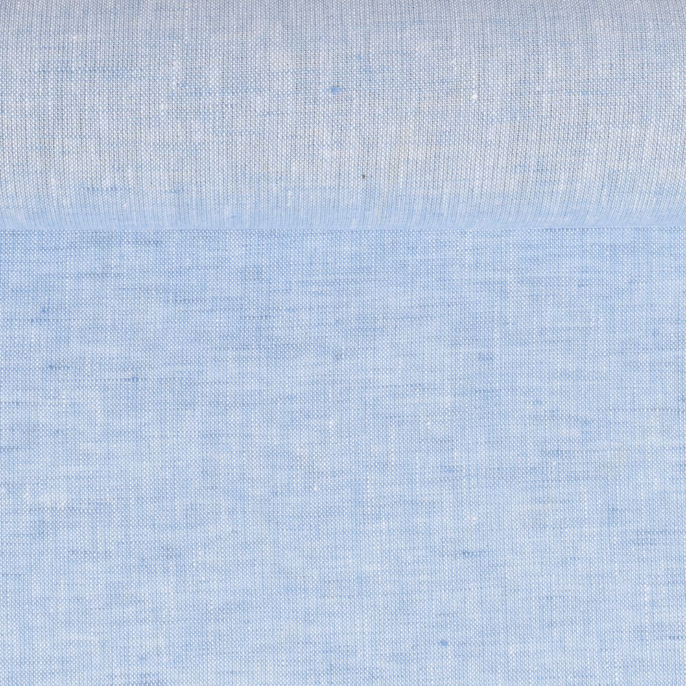 Washed linen melange fabric in blue and whitish colours, 205 g/m²