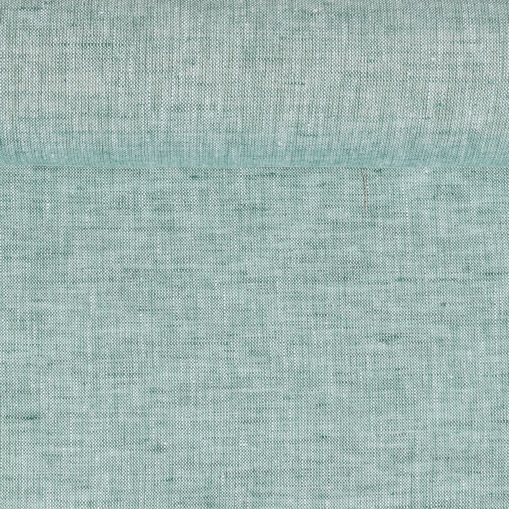 Washed linen melange fabric in mint and whitish colours, 205 g/m²