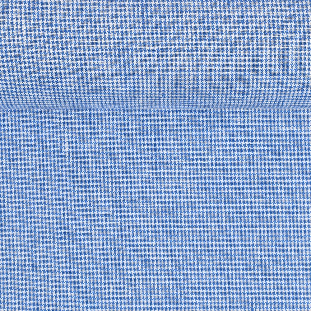 Washed variegated blue linen fabric Goose feet, 190 g/m²