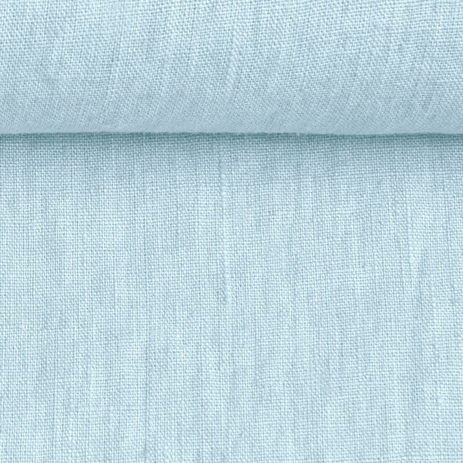 Washed soft blue color linen fabric, 200 g/m²