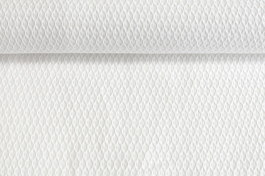 Washed linen woven fabric in snow white, 300 g/m²