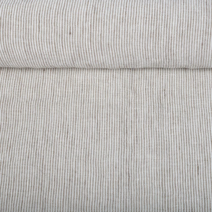 Washed linen fabric in stripes, 220 g/m²