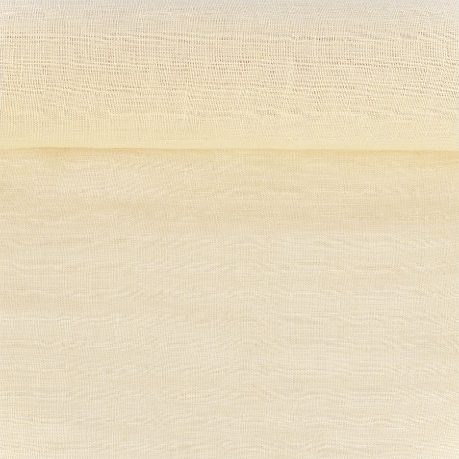 Washed pastel yellow linen fabric, 93 g/m²