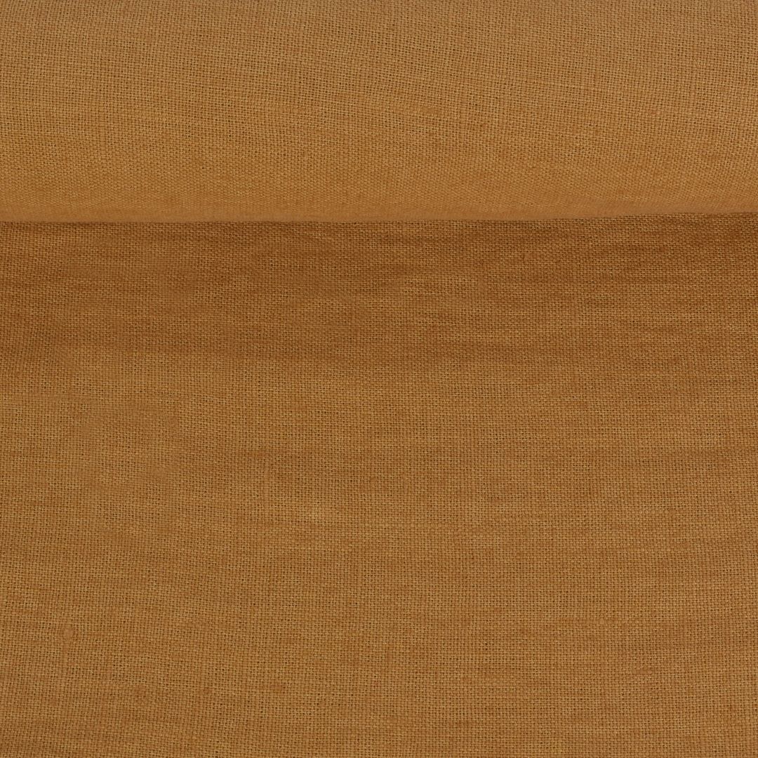 Washed honey yellow linen fabric, 300 g/m²