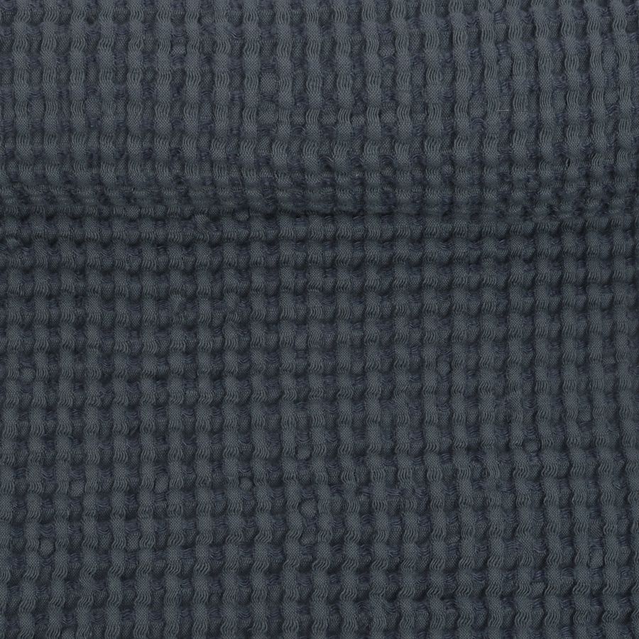 Washed waffle weave fabric in dark gray color, 310 g/m² (Bale)