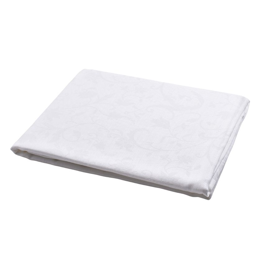 Balta žakardinė staltiesė Vijoklis, 147X150 cm