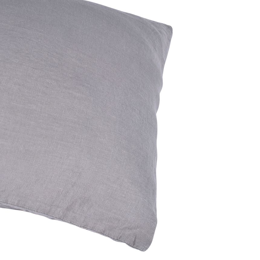 Grey colour washed linen pillow case, 65X65 cm
