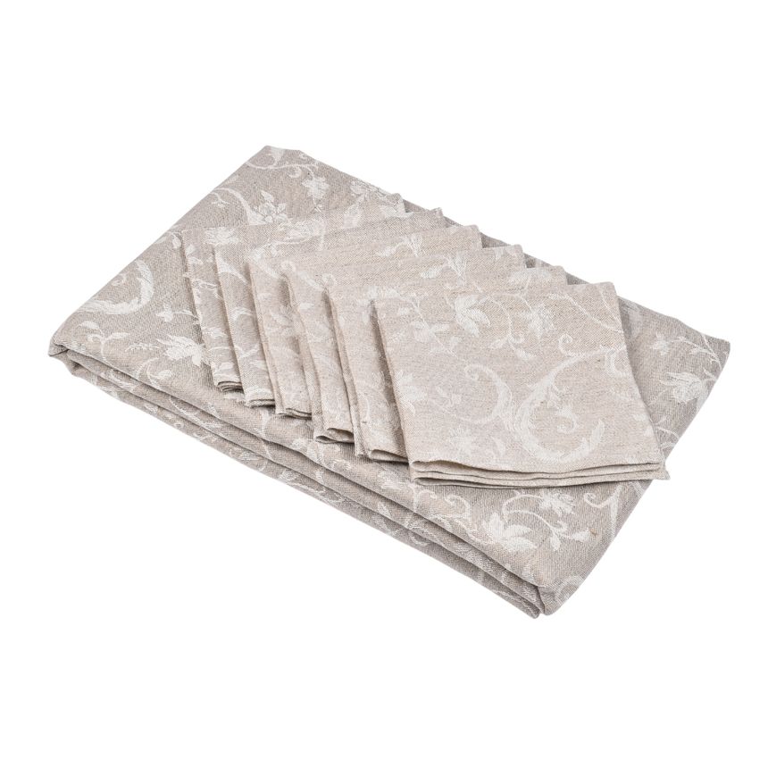 Žakardinės staltiesės ir servetėlių komplektas Vijoklis, 147X230; 34X34 - 6 vnt.