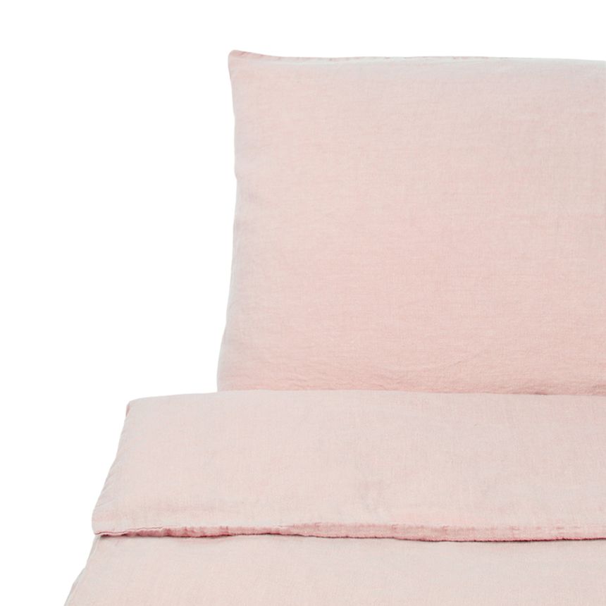 Pink colour washed linen bed set, several sizes