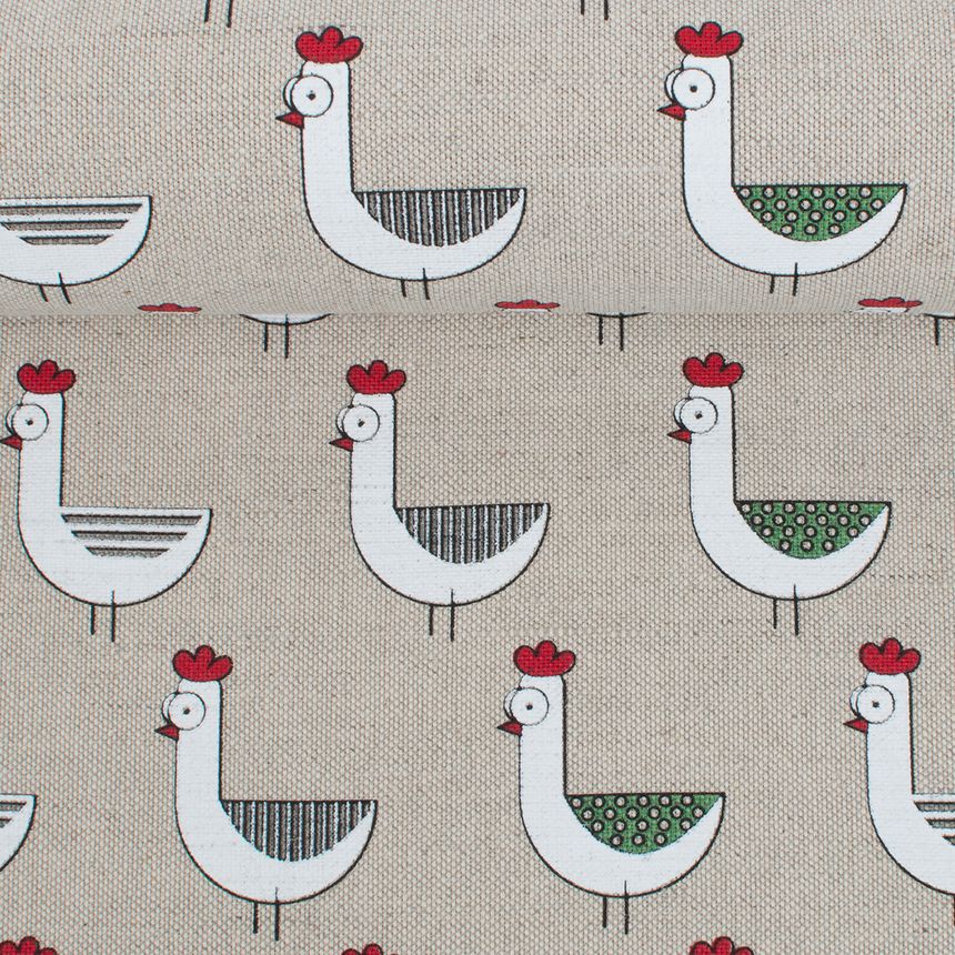 Printed fabric Hens, 240 g/m²