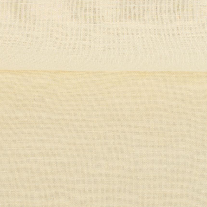 Washed light yellow linen fabric, 205 g/m²