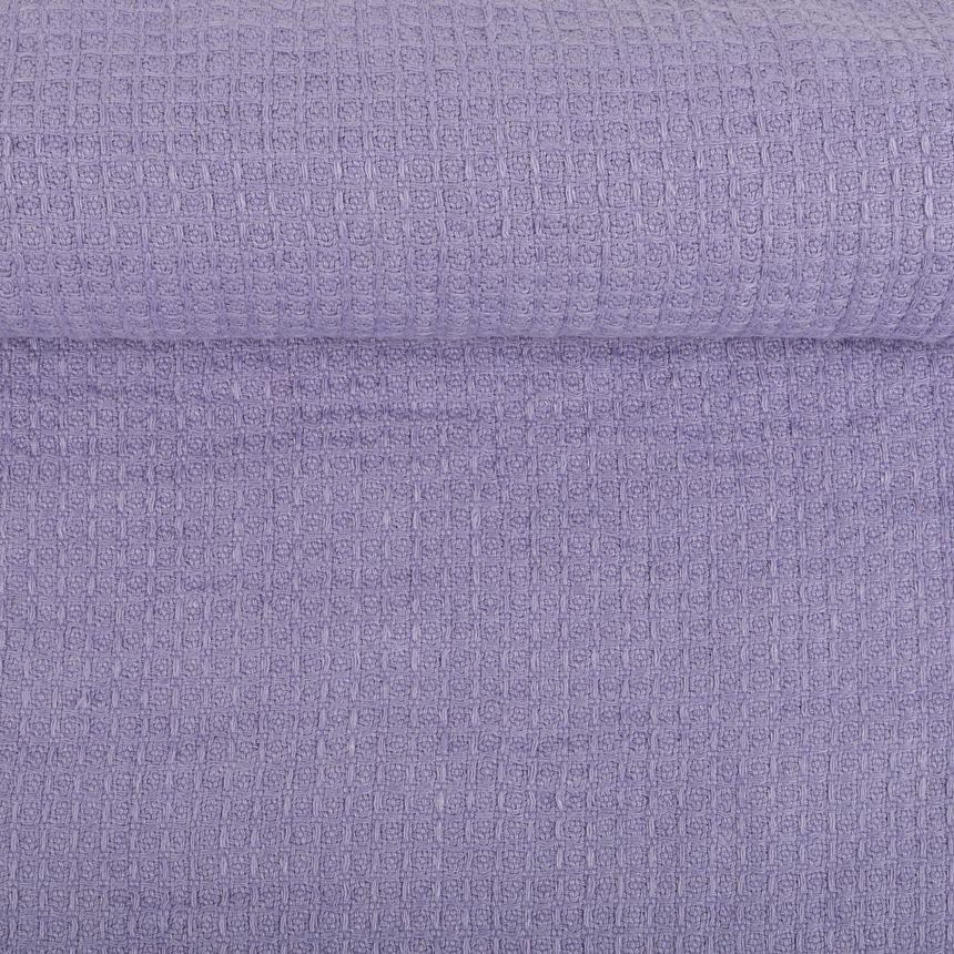 Waffle weave washed linen fabric in purple, 320 g/m²