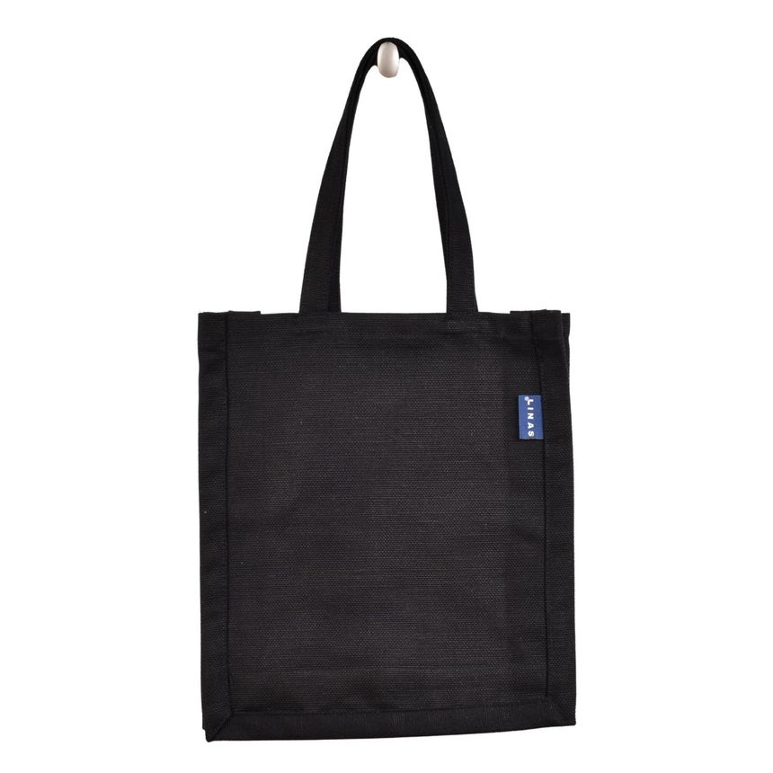 Sturdy linen bag in black color