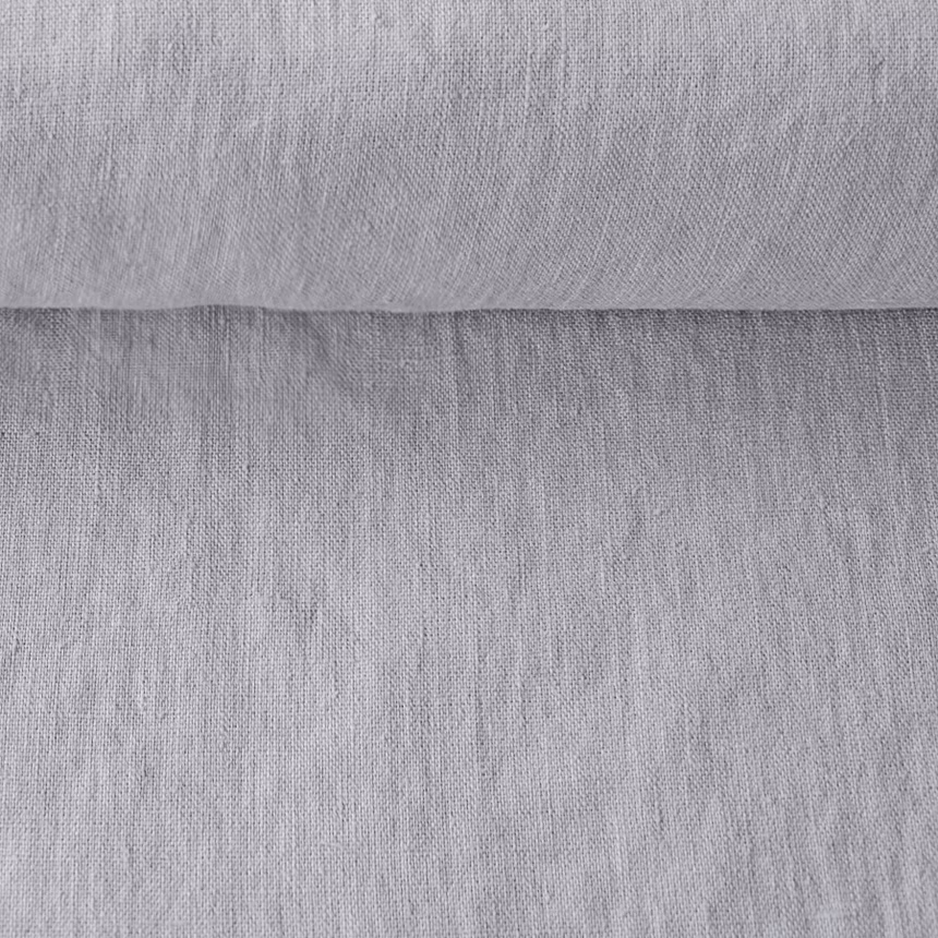 Washed linen fabric in light grey, 195 g/m²