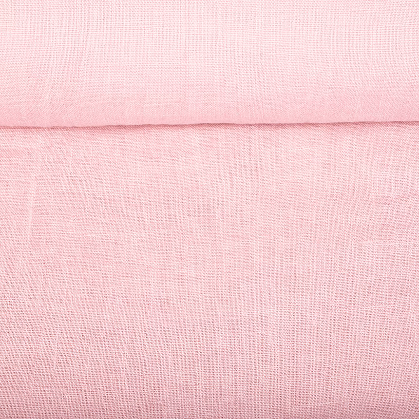 Washed linen fabric in light pink, 195 g/m²