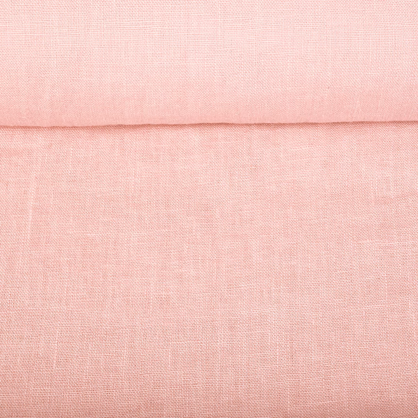 Washed linen fabric in creme pink, 195 g/m²