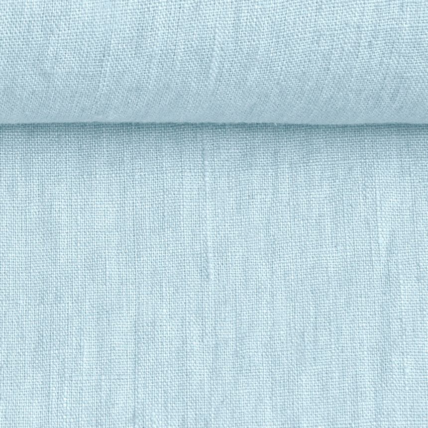 Washed linen fabric in soft blue,205 g/m²