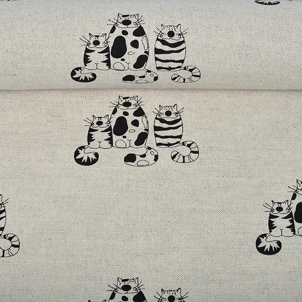 Printed fabric Cats’ family, 240 g/m²