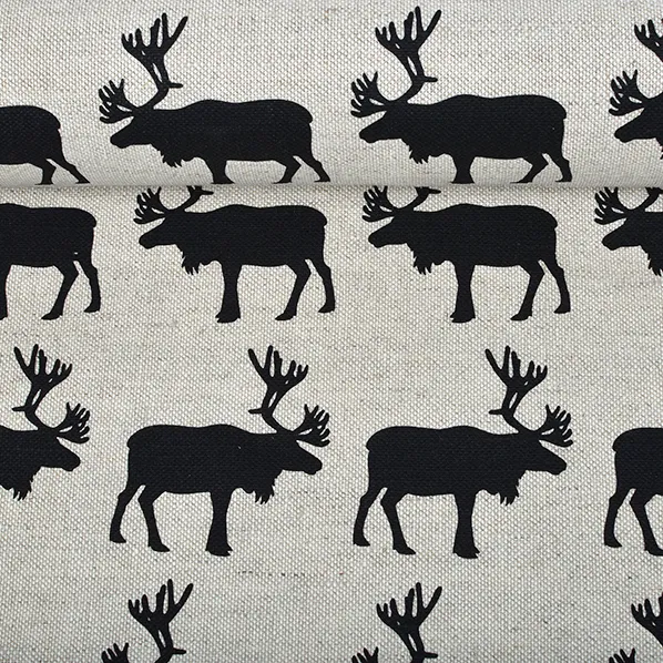 Printed fabric Black deer, 240 g/m²