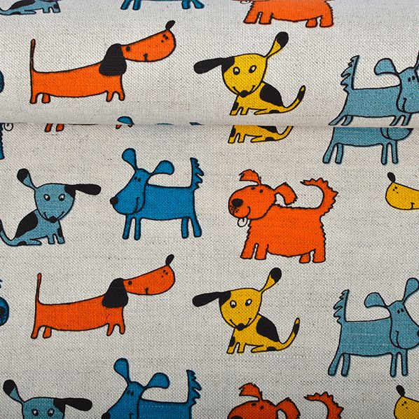 Printed fabric Bright  dogs, 240 g/m²