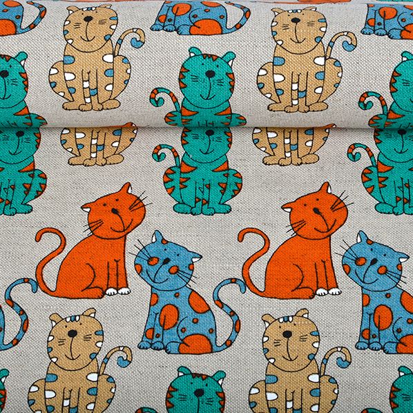 Printed fabric Bright cats, 240 g/m²