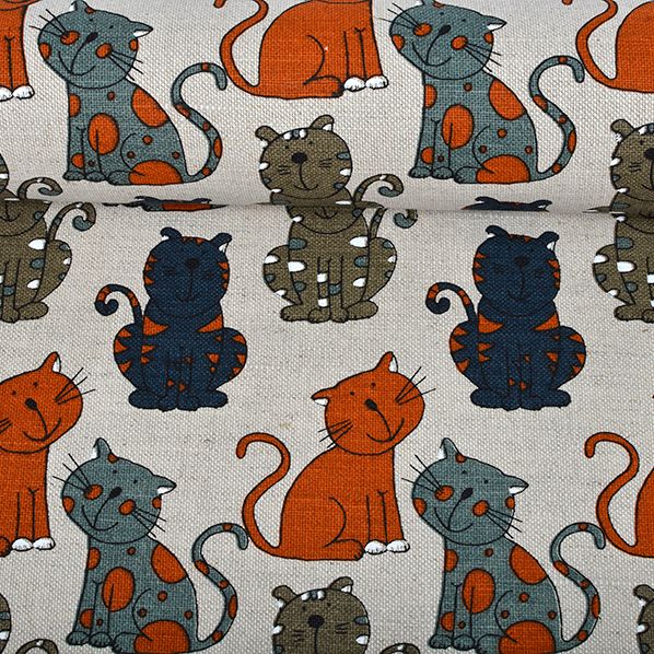Printed fabric Dark cats, 240 g/m²