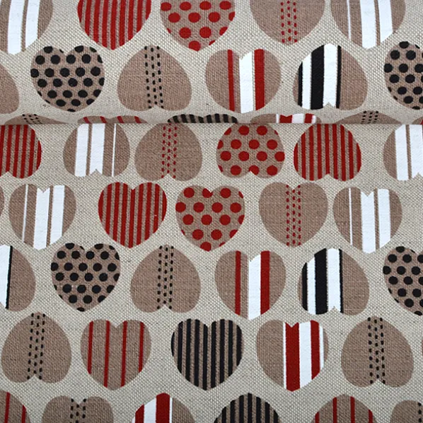 Printed fabric Hearts, 240 g/m²