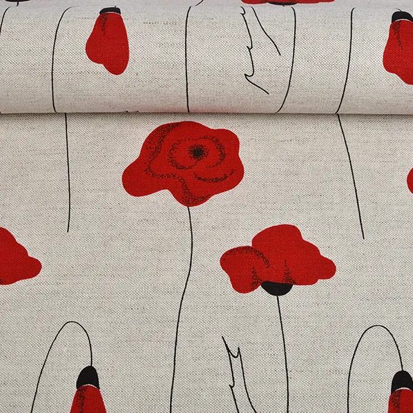 Printed fabric Red poppy, 240 g/m²