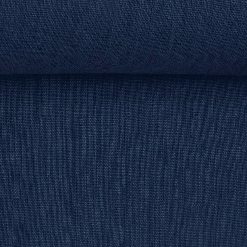 Blue washed linen fabric, 195 g/m²